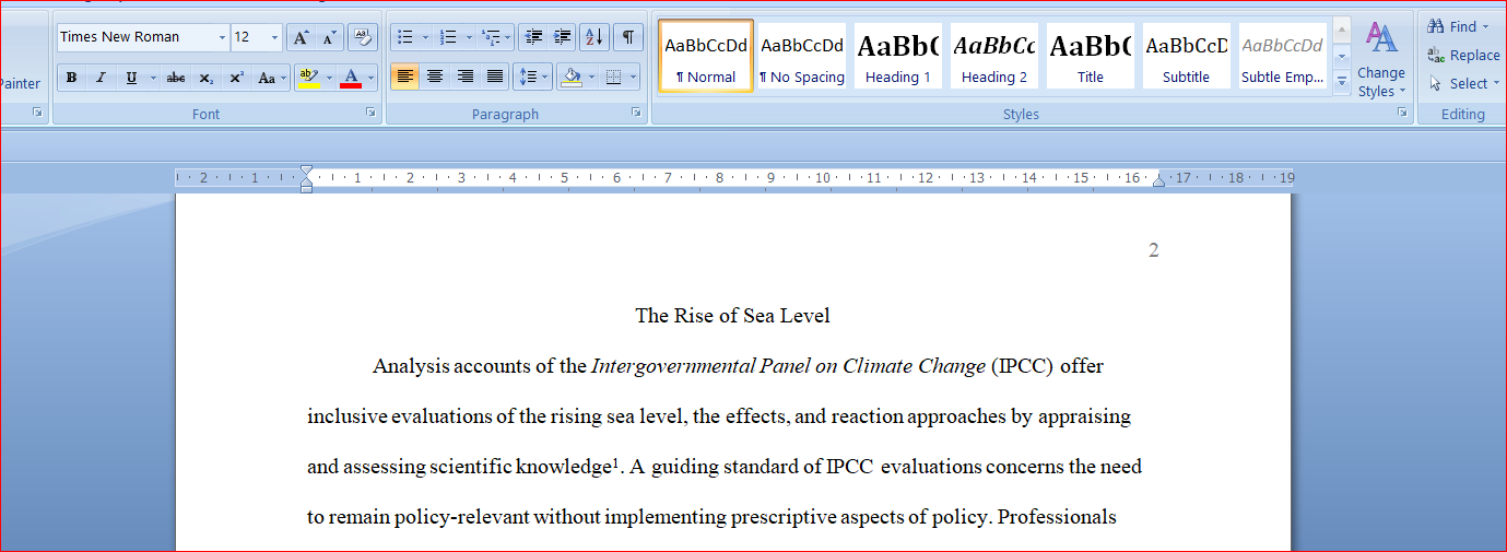 The Rise of Sea Level