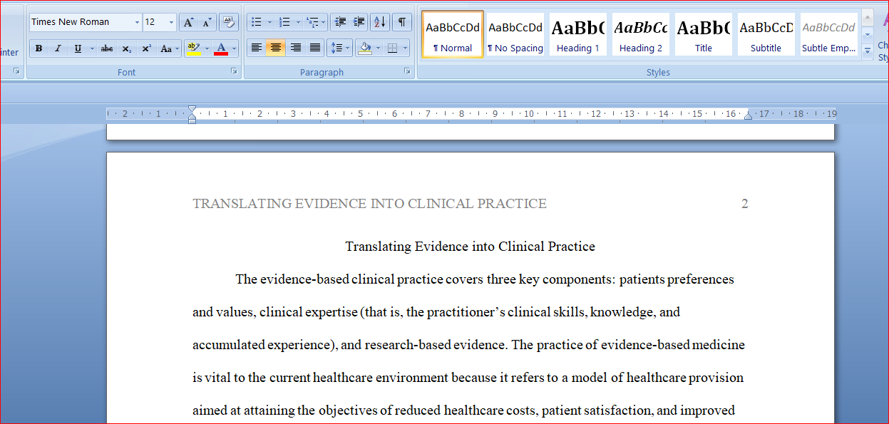 Translating Evidence into Clinical Practice
