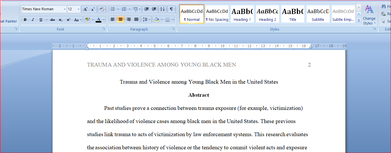 Trauma and Violence among Young Black Men in the United States 1