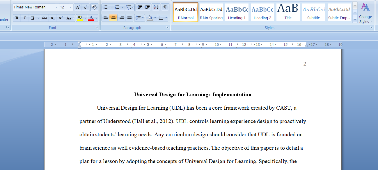 Universal Design for Learning Implementation