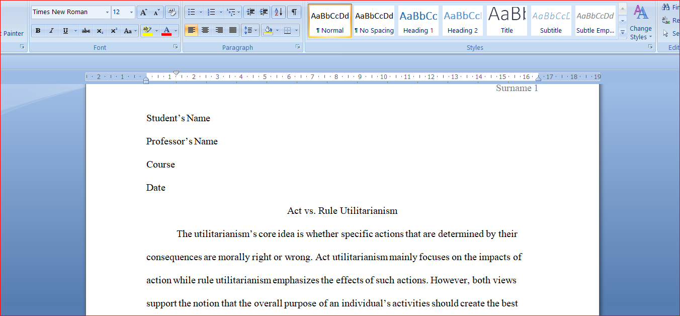 Act vs. Rule Utilitarianism