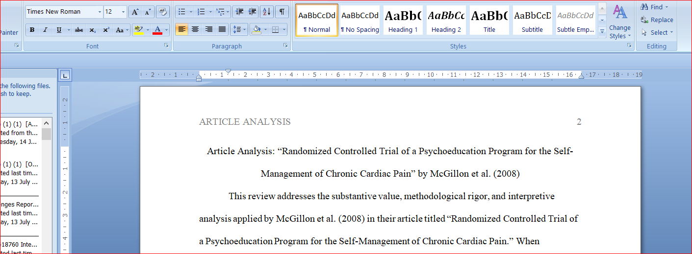 Article Analysis