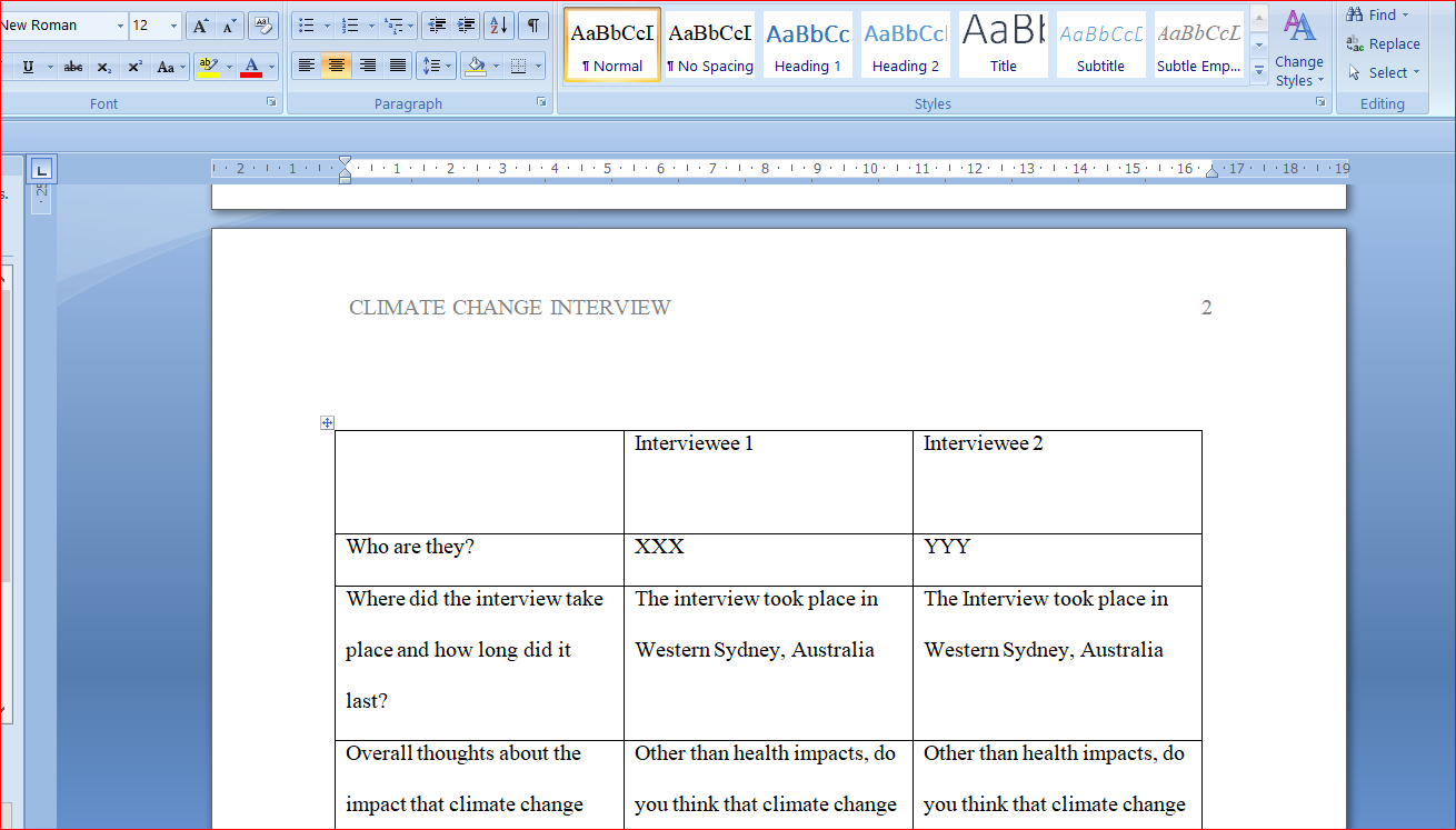 Climate Change Interview