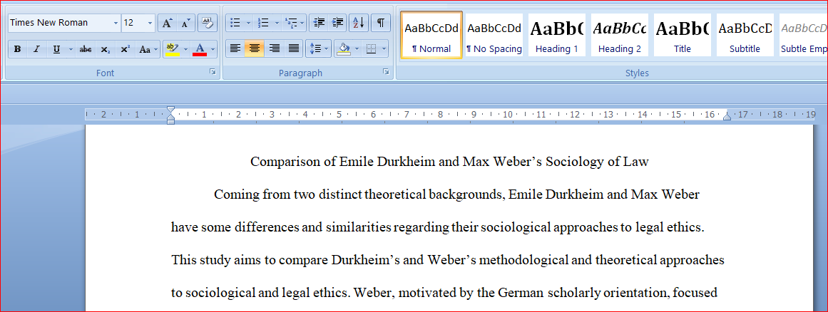 Comparison of Emile Durkheim and Max Weber’s Sociology