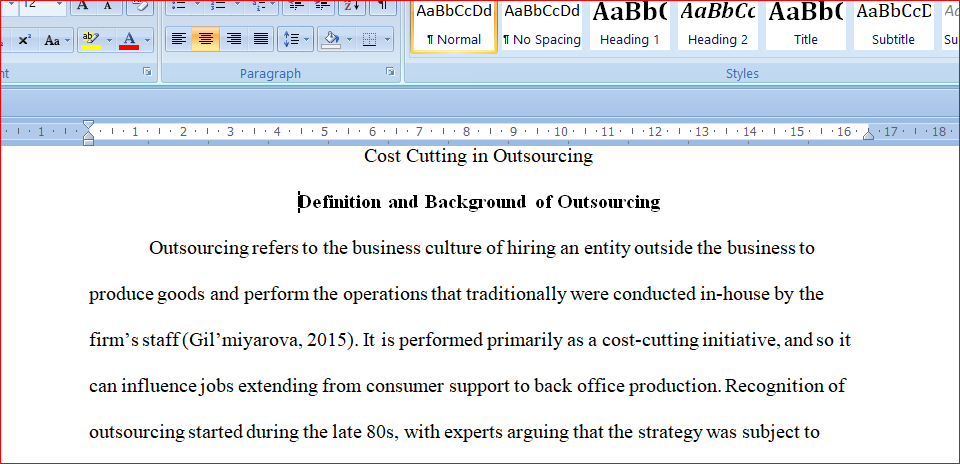Cost cutting in outsourcing