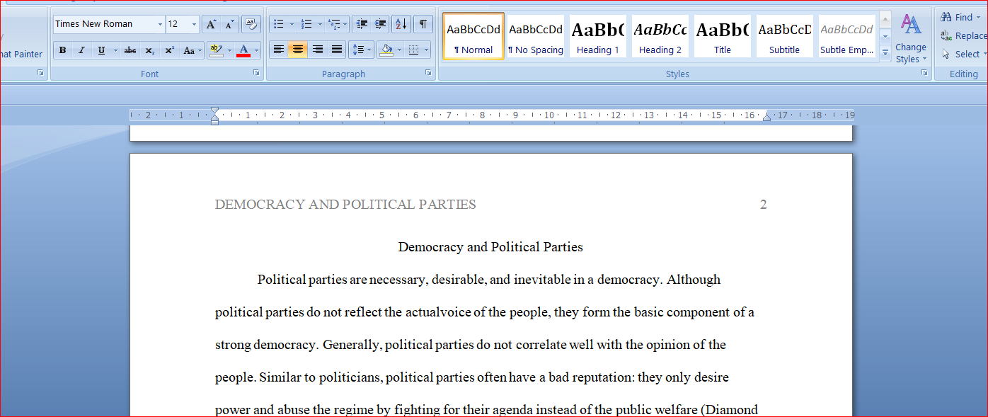 Democracy and Political Parties