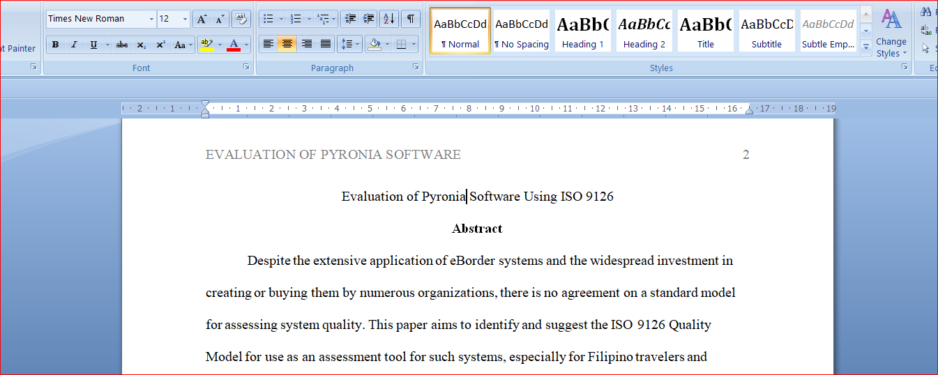 Evaluation of Pyronia Software Using ISO 9126