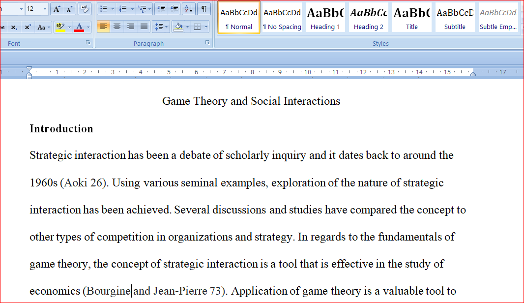 Game Theory and Social Interactions