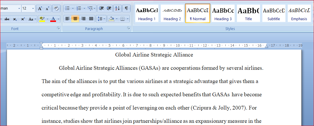 Global Airline Strategic Alliance