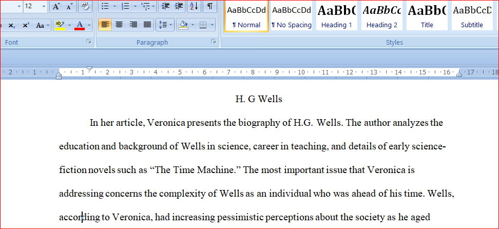 HG Wells Biography