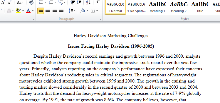 Harley Davidson Internal Analysis