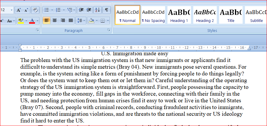 Immigration US Essay doc