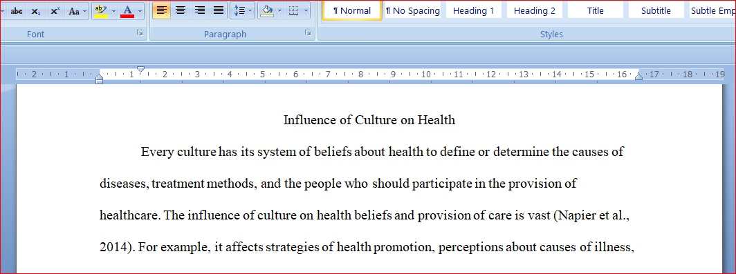 Influence of culture on Health and illness