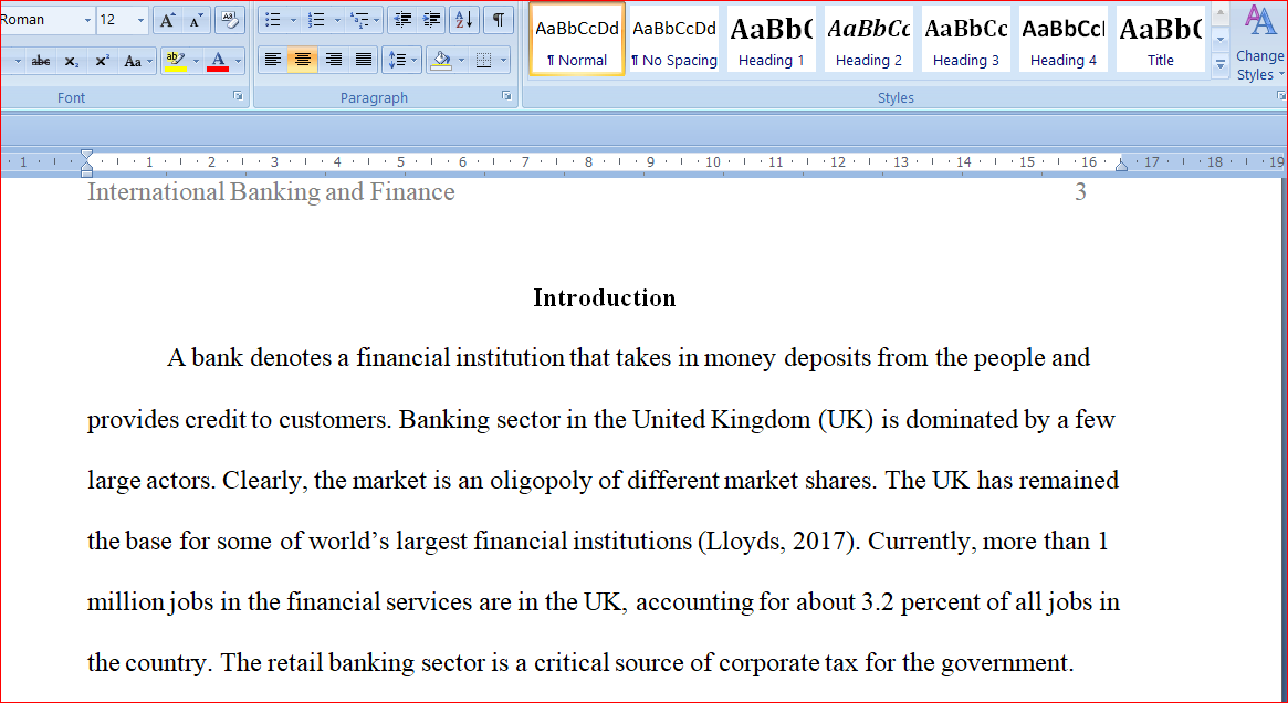 International Banking and finance