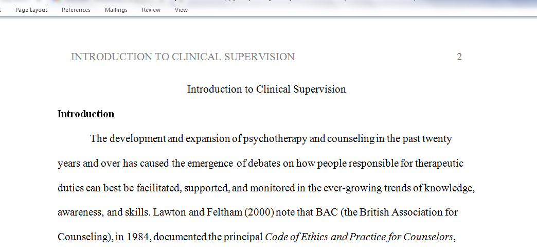 Introduction to clinical supervision