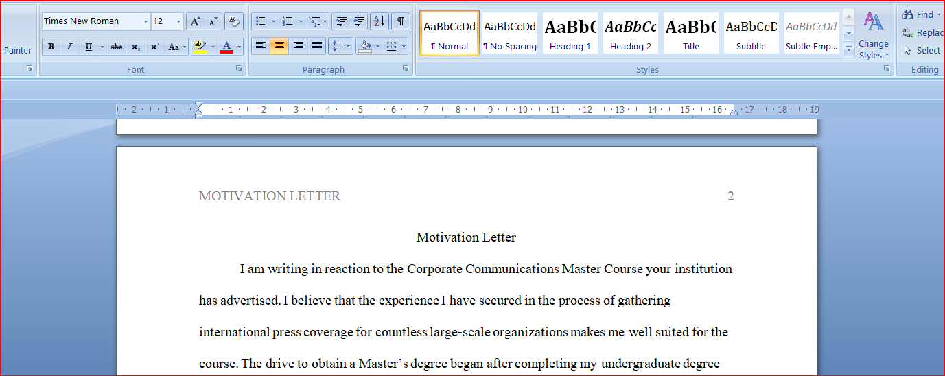 Motivation Letter