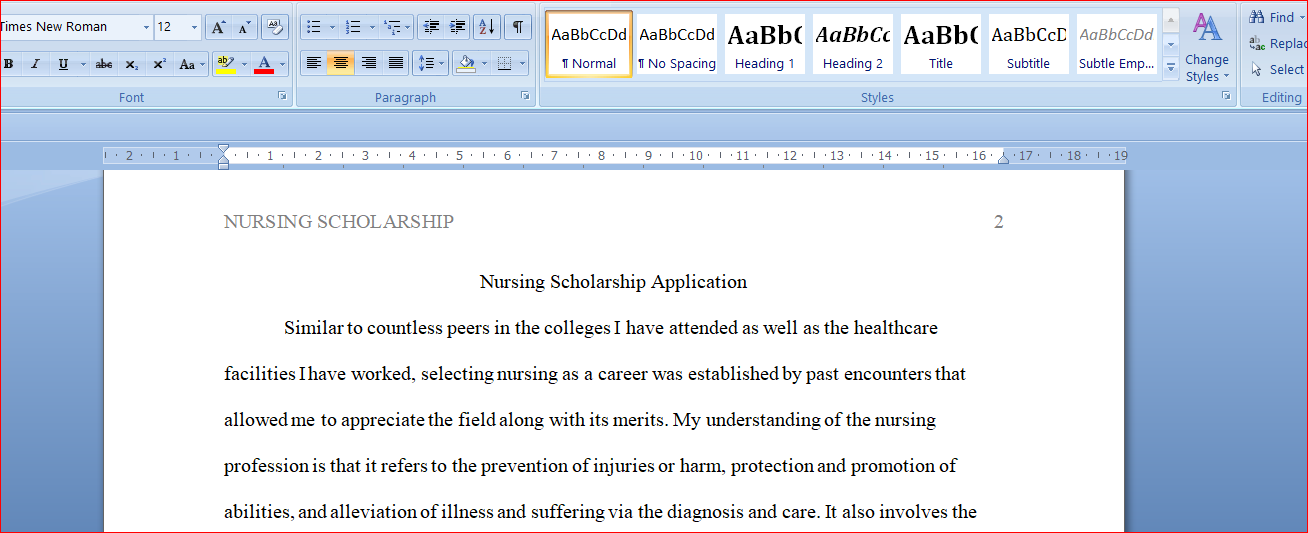 Nursing Scholarship Application