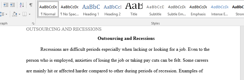 Outsourcing and Recession