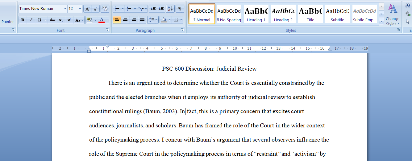 PSC 600 Discussion Judicial Review