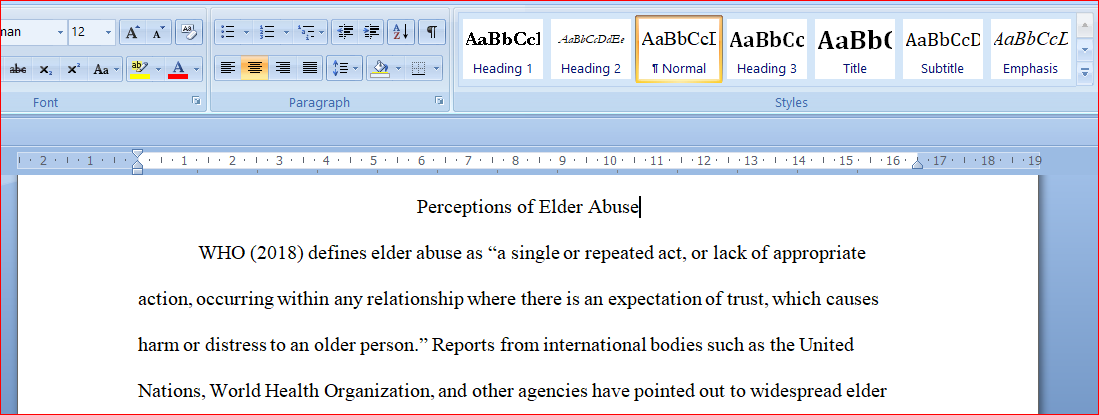 Perception of elderly abuse