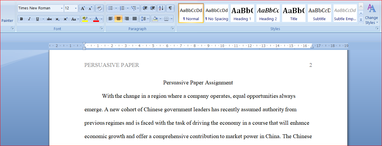 Persuasive Paper Assignment