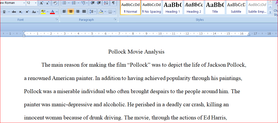 Pollock Movie Analysis