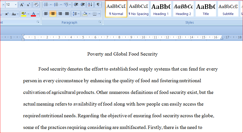 Poverty and Food Security