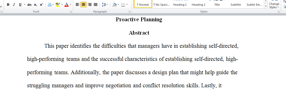 Proactive planning