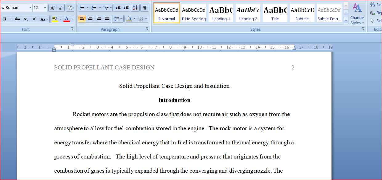 Solid Propellant Case Design and Insulation