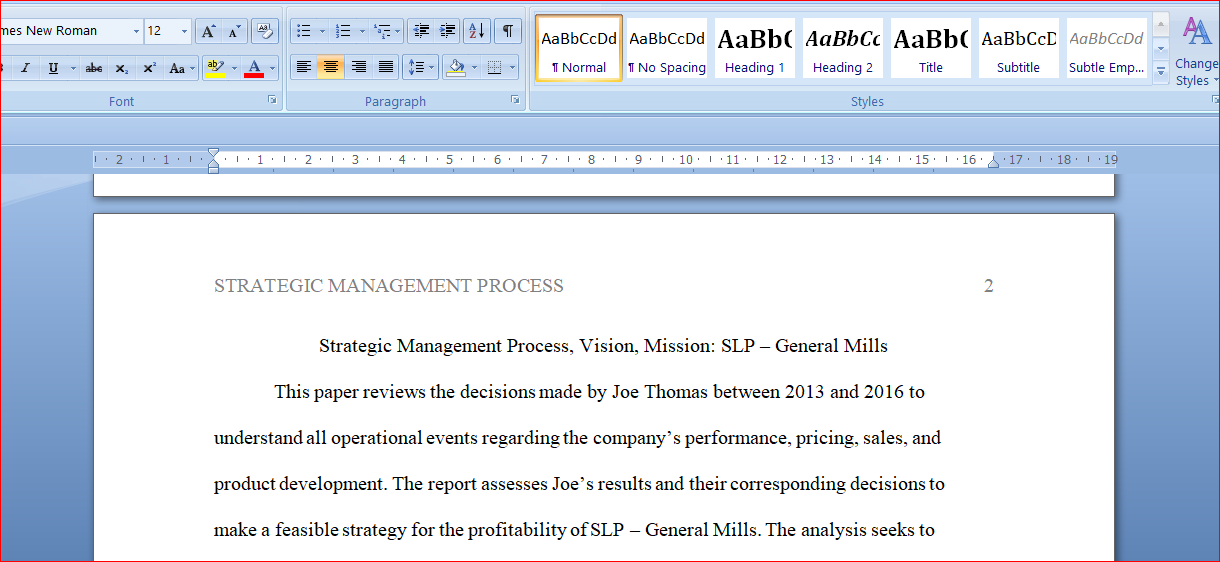 Strategic Management Process, Vision, Mission