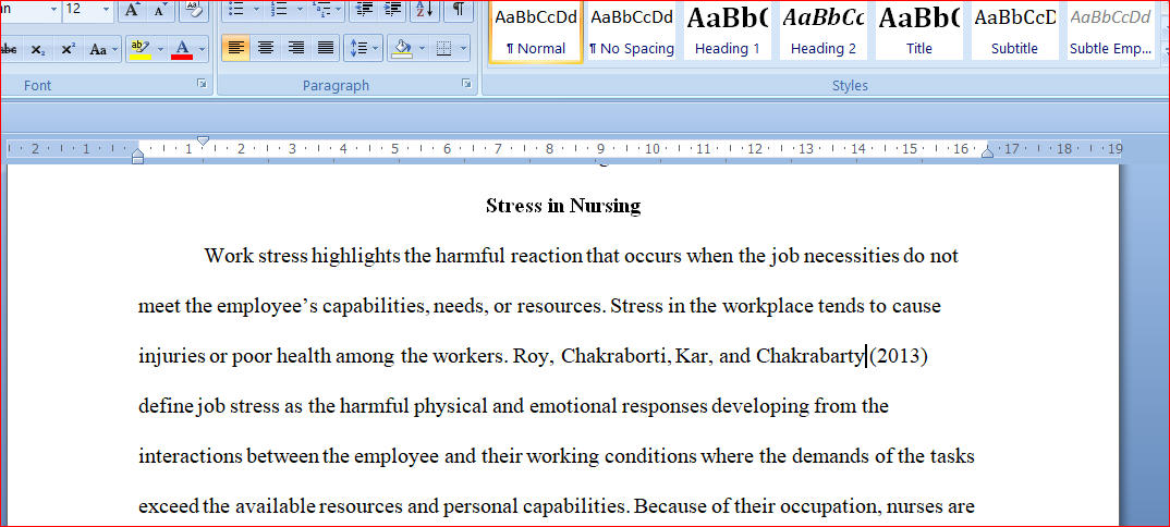 Stress in Nursing