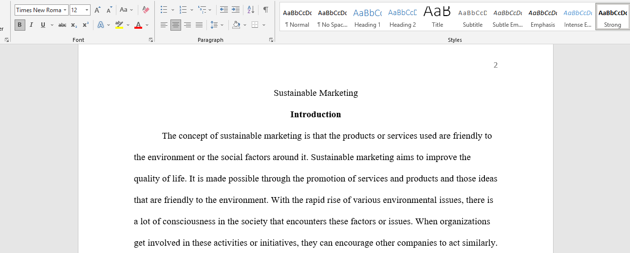 Sustainable Marketing