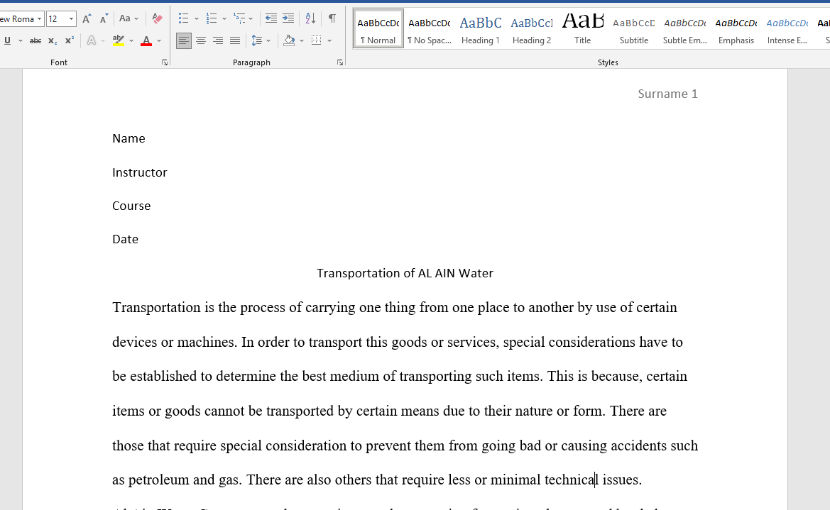 Transportation of AL AIN Water