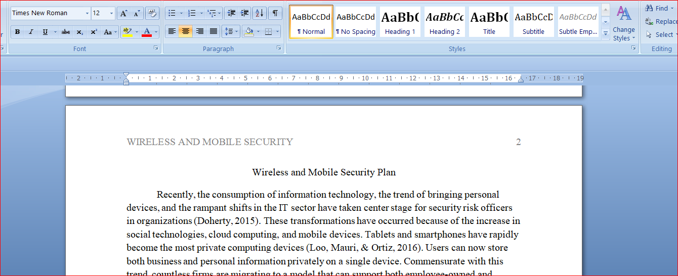 Wireless and Mobile Security Plan