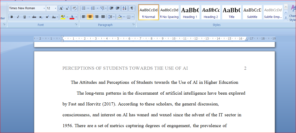 perception of students towards artificial inteligence
