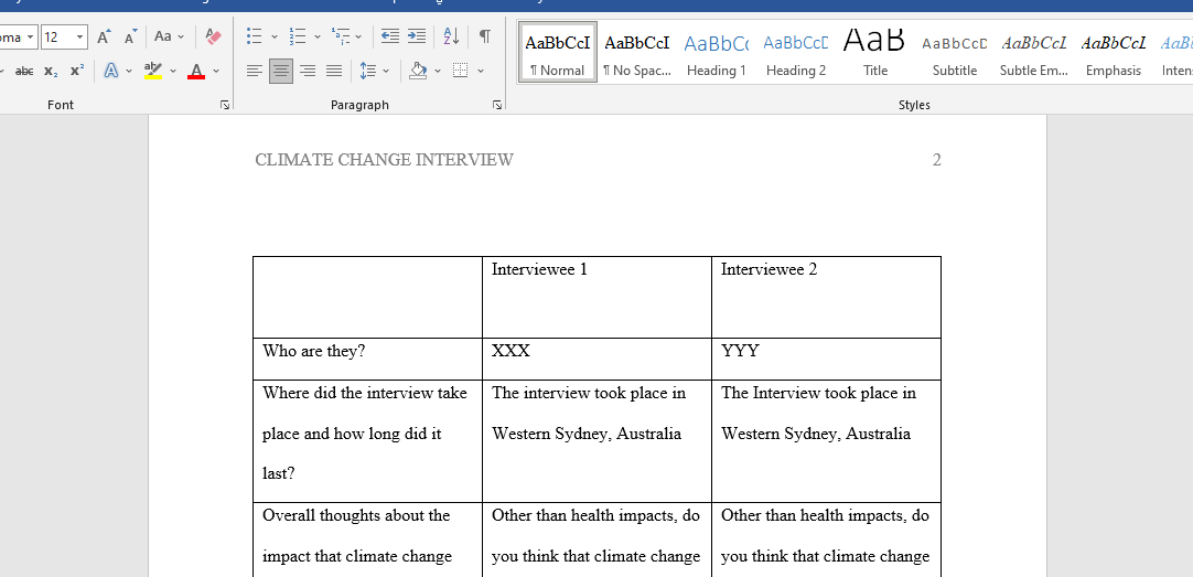 Climate Change Interview