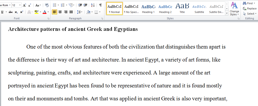 Civilization of ancient Greeks and Egyptians