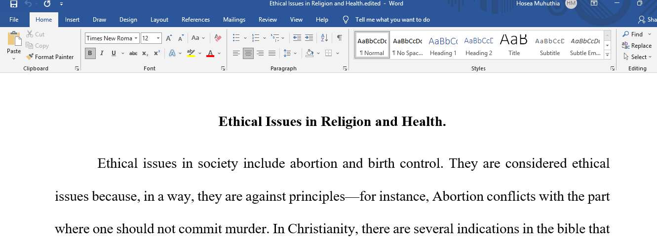 Ethical issues in religion and health