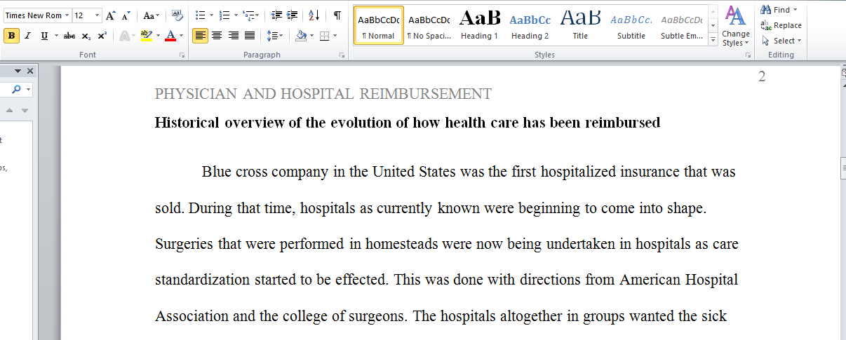 Physician and Hospital Reimbursement