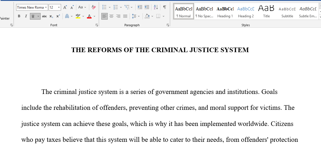 Reforms of criminal justice systems