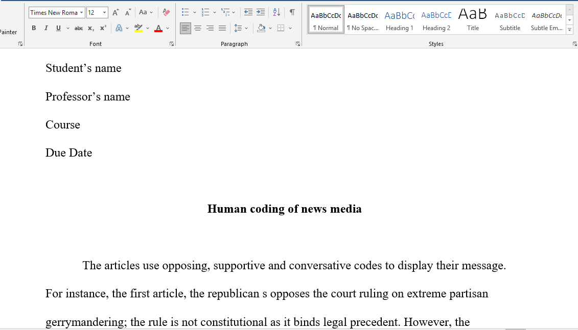 Human coding of news media