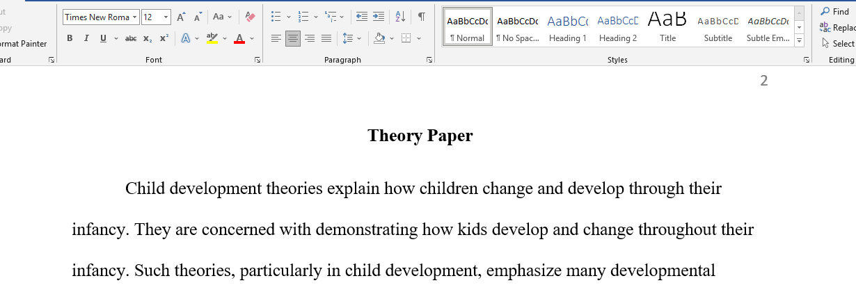 Theory paper on child development