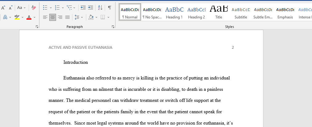 Active and Passive Euthanasia