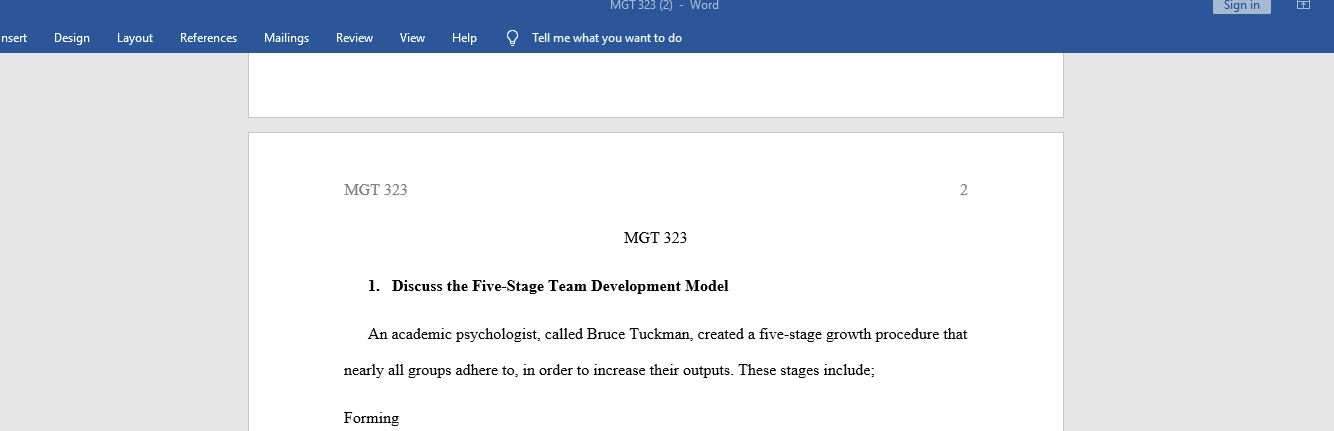 Discuss the Five-Stage Team Development Model