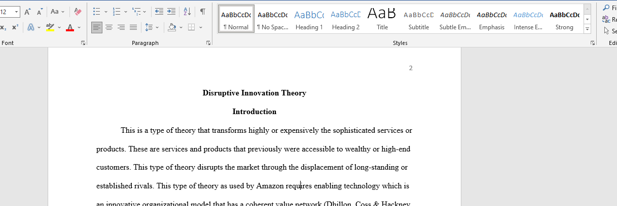 Disruptive Innovation Theory