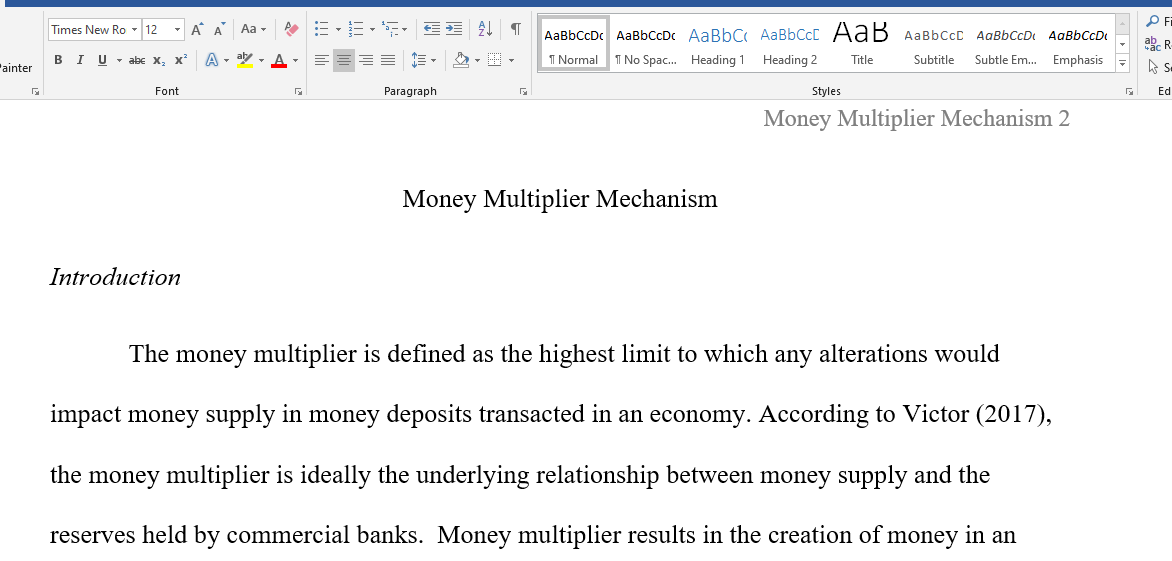 money multiplier mechanism
