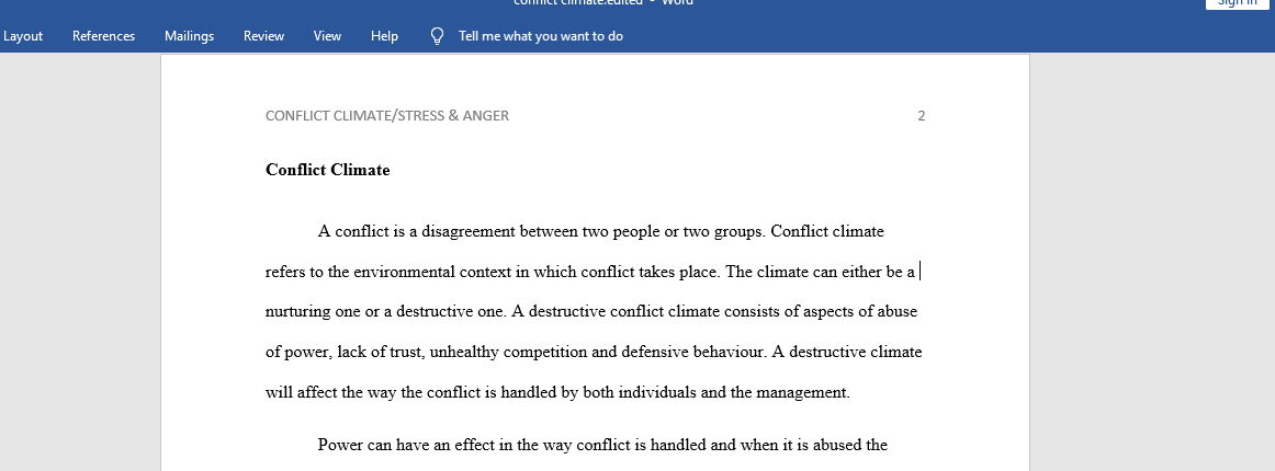 Conflict Climate