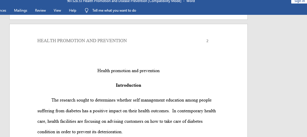 Health Promotion and Disease Prevention