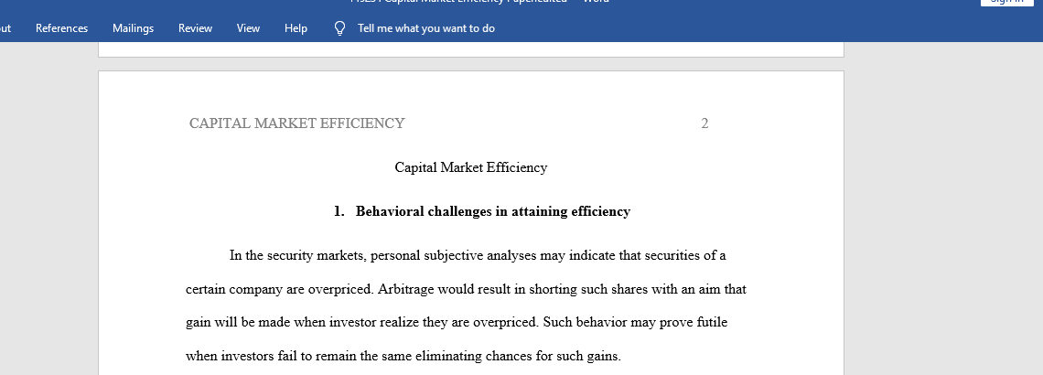 Capital Market Efficiency