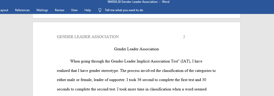 Gender Leader Association